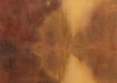 Hanien Conradie, Monet Reflected, Table Mountain Ochres on canvas, 2017, 90 x 90cm