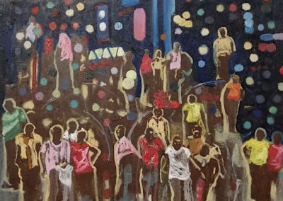 Khanya Mehlo, Aces place at night, Oil on board, 2019, 60 x 65cm
