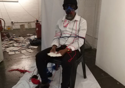Phoka Nyokong, Relics for Memory, Performance, video, found texts and objects, 2019, Dimensions variable