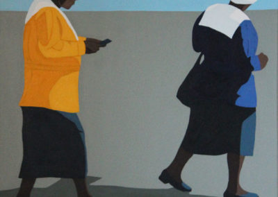 Shakes Tembani, After the service, Oil on canvas, 2018, 120 x 120cm