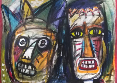 Dalia Raviv, Tribal Masks, 2017, Mixed Media on Canvas, 76 x 61cm