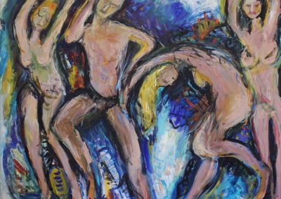 Dalia Raviv, Dancers, Mixed Media on Canvas, 121 x 152 cm