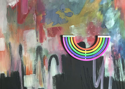 Elmarie van Straten, Dystopia, 2021, neon light and acrylic on board, 110 x 80cm