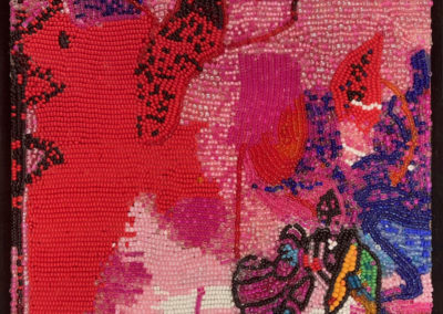 Elmarie van Straten , Pink, 2021, glass beads on board, 18 x 18 cm