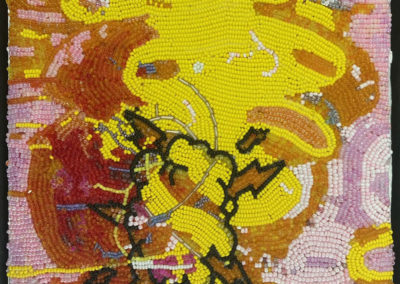 Elmarie van Straten , Yellow, 2021, glass beads on board, 18 x 18 cm