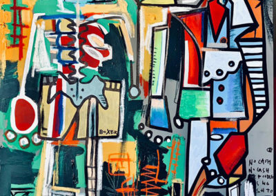 Ryan Shava, No Cash, 2021, mixed media on canvas, 100 x 90 cm